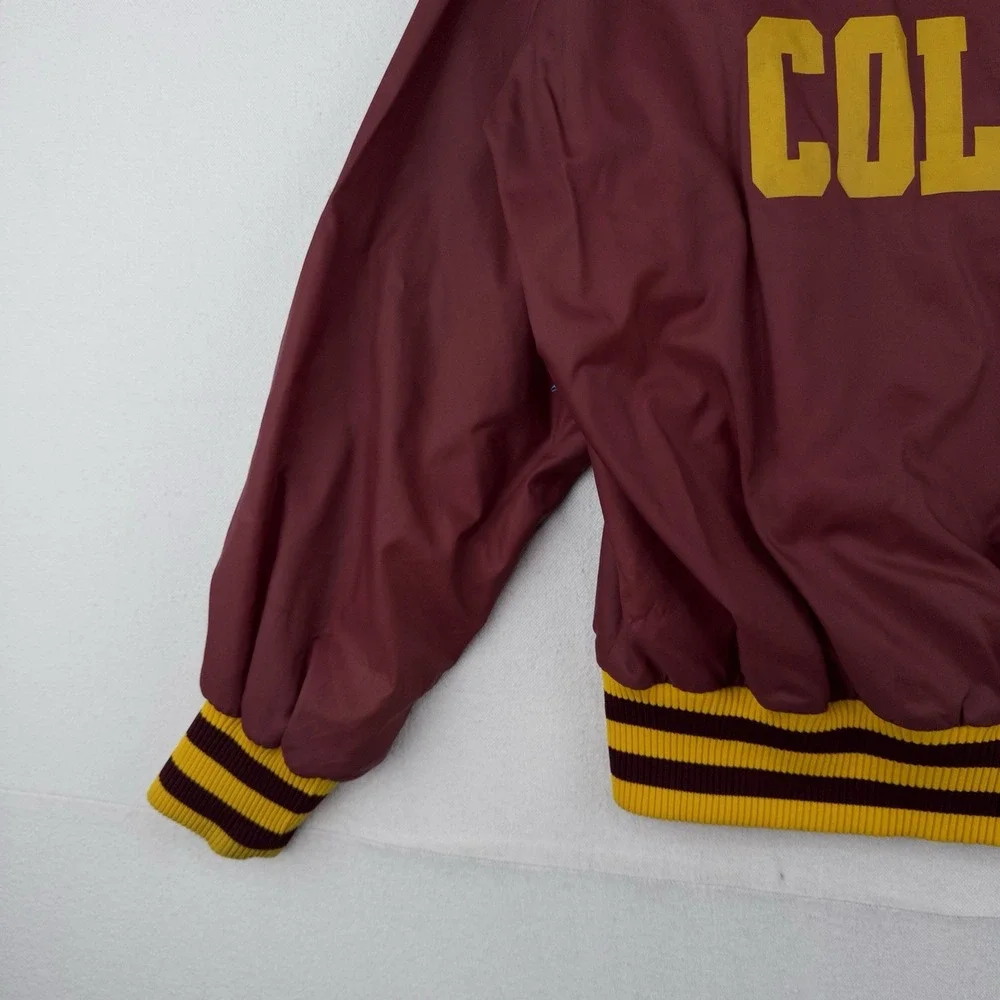 70's Vtg Champion Eureka College Nylon Varsity Jacket Medium Snap Front Made USA